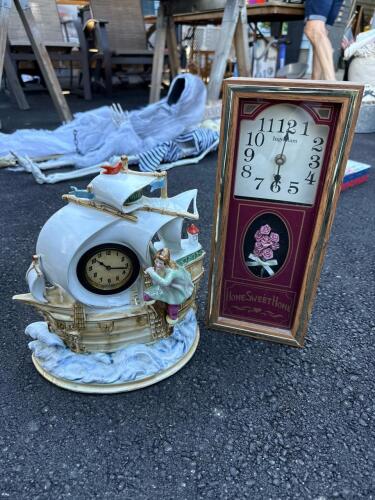 Figural Ship Mantel Clock and Ingraham Wall Clock