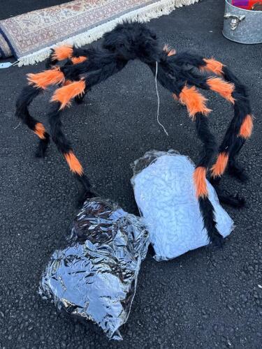 Halloween Spider Decorations with Faux Webbing