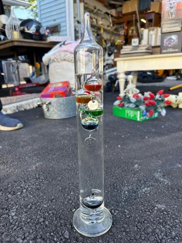 Glass Galileo Thermometer with Colored Floating Spheres
