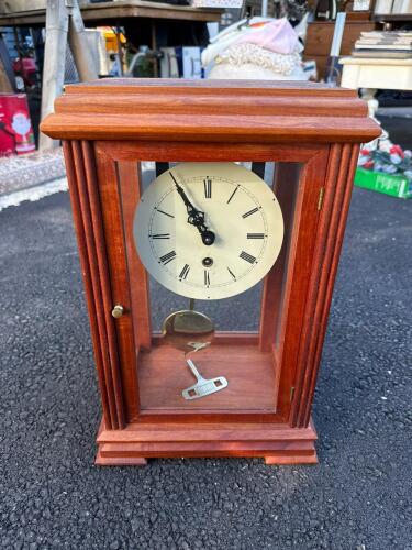 Jauch Mantel Clock in Wood and Glass Case