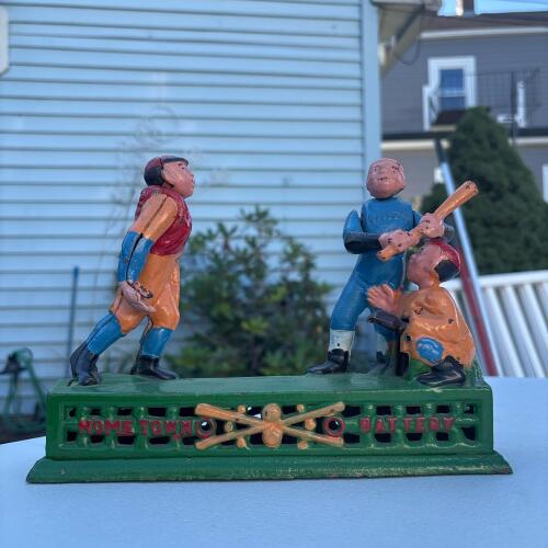 Vintage Cast Iron Hometown Battery Mechanical Bank