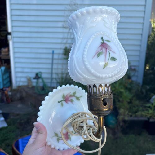 Milk Glass Floral Wall Sconce