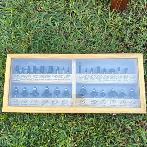 Router Bit Set in Wooden Case