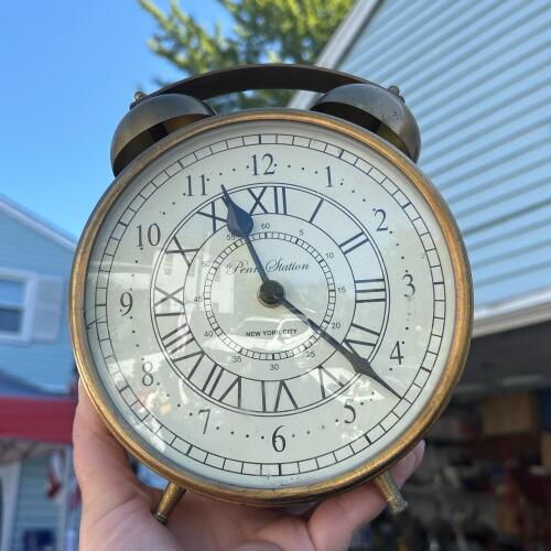 Brass-Toned Penn Station Alarm Clock