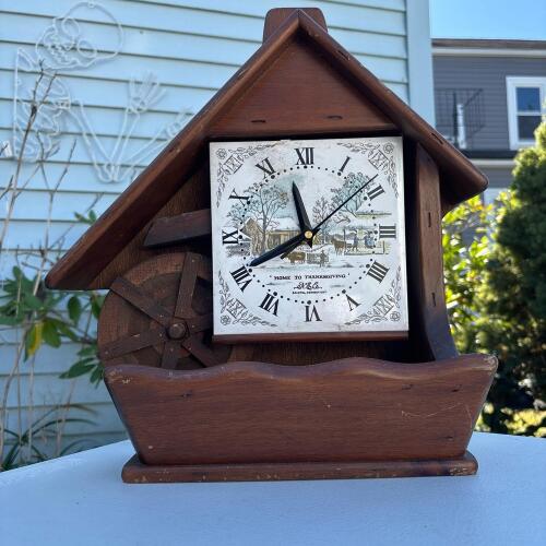 Wooden Cottage-Style Wall Clock