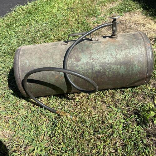 Vintage Portable Air Tank with Hose & Pressure Gauge