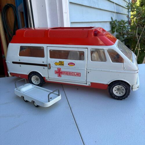 Vintage Tonka Rescue Ambulance Toy Truck with Stretcher