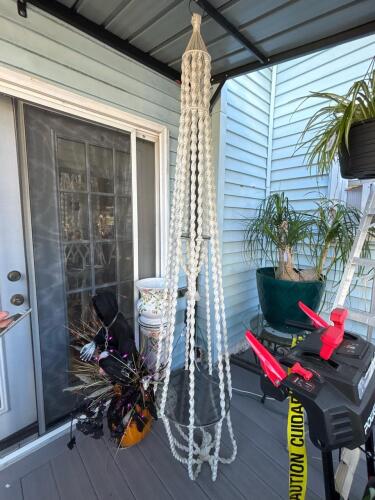 Macram&eacute; Hanging Plant Holder with Glass Shelves