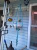 Floral Ceramic Hanging Planter with Blue Macram&eacute; Hanger - 2