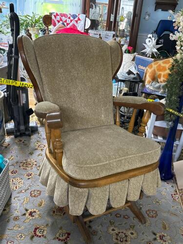 Upholstered Glider Rocking Chair With Skirted Base