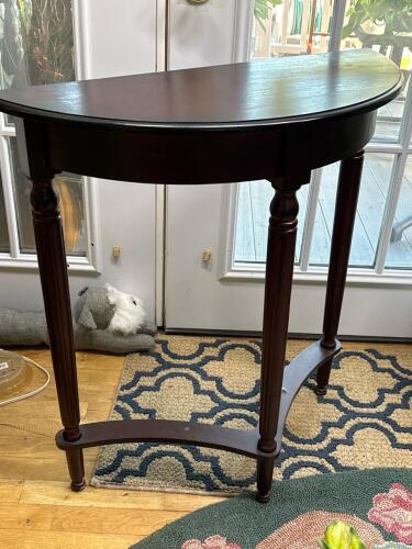 Mahogany-Finish Demilune Console Table