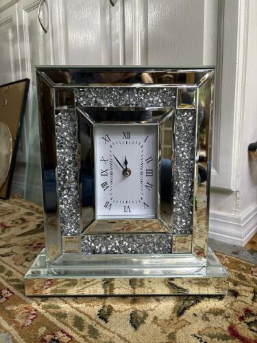Mirror-Accented Battery Operated Table Clock