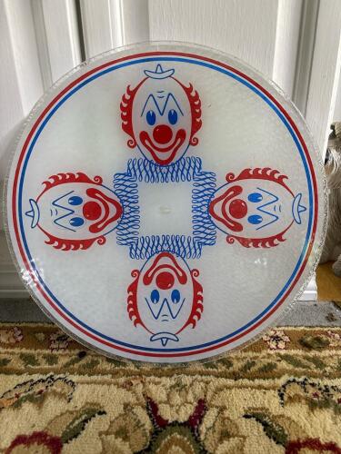 Vintage Clown-Patterned Glass Light Shade