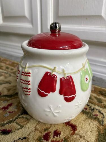 Hallmark Christmas Glove Motif Ceramic Cookie Jar