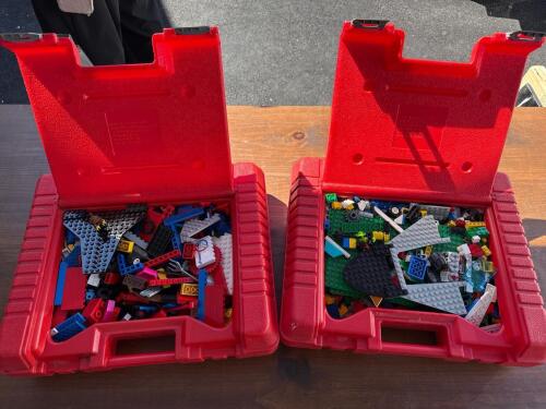 LEGO Storage Cases With Assorted Building Bricks and Pieces