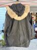 Comint Black Leather Parka with Fur Trim Hood - 2