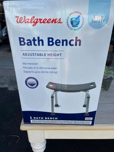 Bath Bench Adjustable Height Slip-Resistant