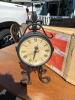 Miniature Grandfather Clock and Black Metal Mantel Clock - 5