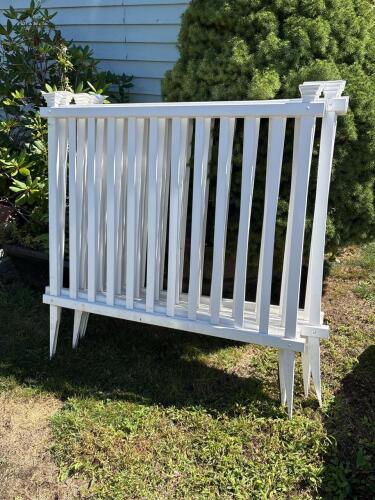 Five White Decorative Garden Fence Panels with Finial Tops