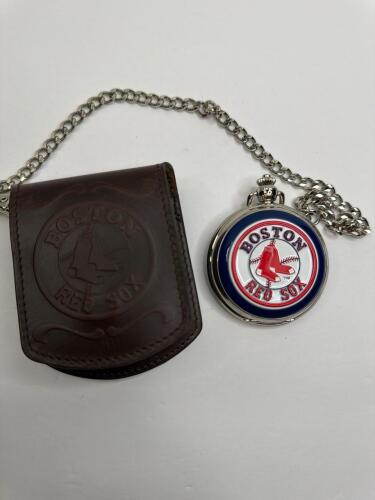 Boston Red Sox Pocket Watch with Leather Case