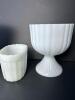 White Milk Glass Vase, Small Planter & Compote - 2