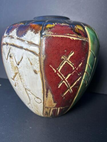Mid-Century Modern Style Multicolor Glazed Ceramic Vase