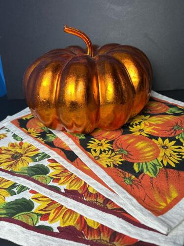 Plastic Orange Pumpkin & Autumn Floral Placemats