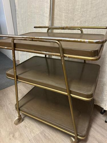 Mid-Century Modern Three-Tier Rolling Utility Cart
