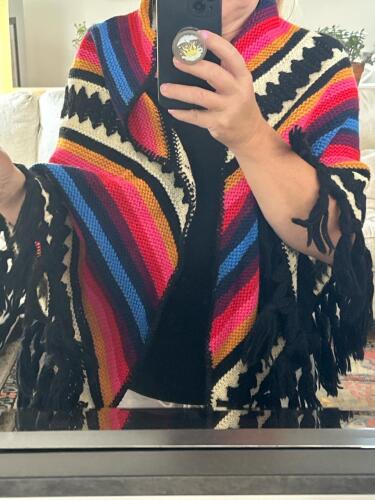 Vintage Jack Winter Knit Poncho W/ Western-Style Fringe
