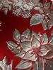 Red Glass Pedestal Cake Plate with Silver Floral Embossed Design - 3