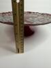 Red Glass Pedestal Cake Plate with Silver Floral Embossed Design - 5