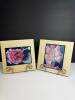 Pair of Floral Tile Plaques in Display Stands