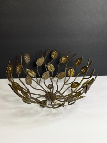 Metal Leaf Motif Footed Bowl in the Mid-Century Modern Style