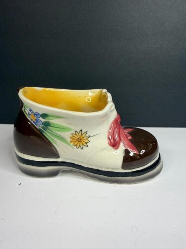 Florart Hand Decorated Ceramic Boot Planter With Floral Motif