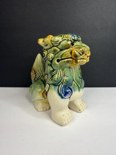 Glazed Ceramic Foo Dog Shi Lion Figurine in Chinese Style