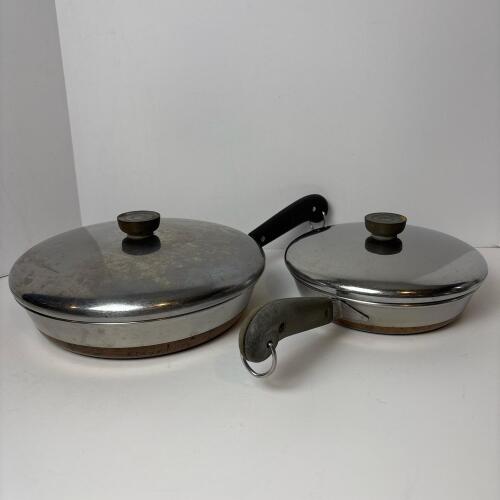 Revere Ware Copper-Clad Frying Pans with Lids