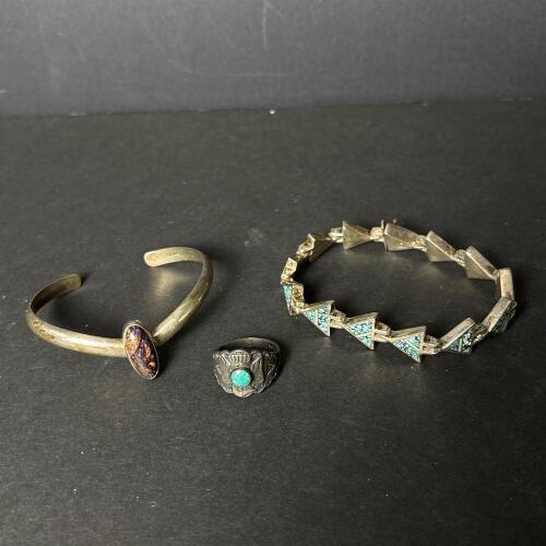 Vintage Sterling Silver Bracelet, Cuff, & Ring