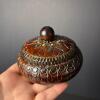 Carved Wood Trinket Box with Faux Pearl Necklace - 7