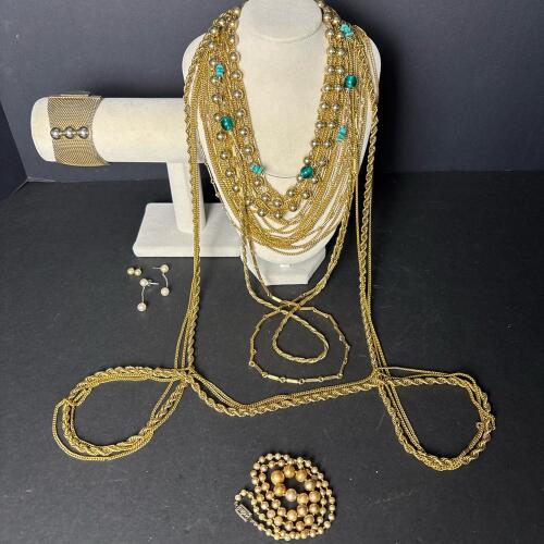 Gold-Toned Chain Necklaces & Other Costume Jewlery
