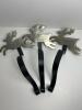 Three Reindeer Christmas Stocking Holders With Brushed Metal Finish