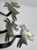 Three Reindeer Christmas Stocking Holders With Brushed Metal Finish - 3