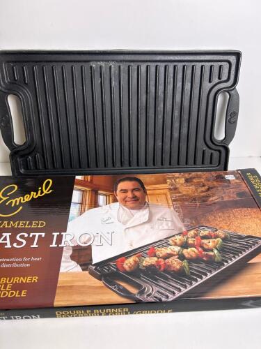 Emeril Enameled Cast Iron Double Burner Reversible Grill/Griddle