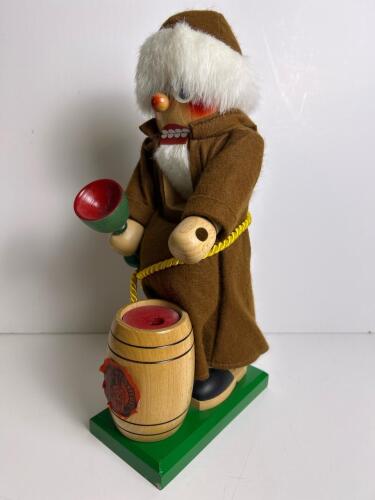 Wooden Monk Smoker Nutcracker with Barrel and Cup
