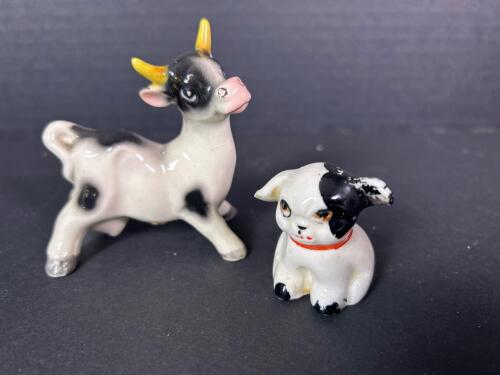 Wales Cow and Dog Ceramic Figurines