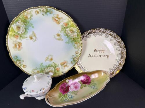 Assorted Hand Decorated Vintage Porcelain Plates and Bowl