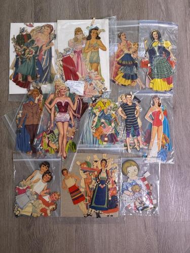 Vintage Paper Dolls with Outfits, Mid-20th Century Style