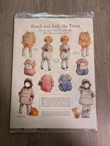Punch and Judy the Twins Antique Paper Dolls Sheet