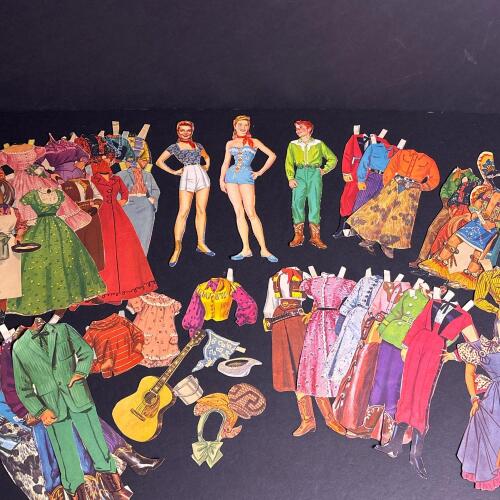 Vintage Western-Style Paper Dolls with Outfits