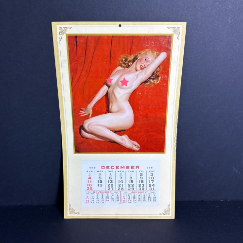 1955 Golden Dreams Marilyn Monroe Nude Pin-Up Calendar Page