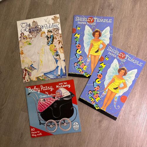 Vintage Paper Doll Books: Shirley Temple, Royal Wedding, Patsy